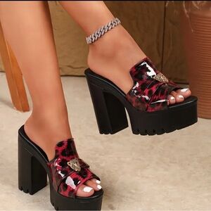 Stylish Black and Red Platform Heels
